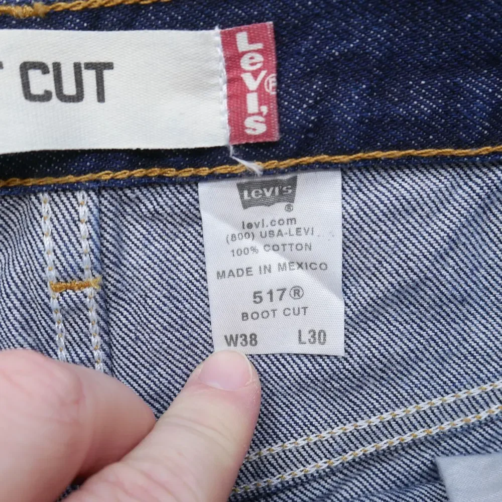 Vintage Levi's 517 Jeans Mens 38x30 Deadstock Y2K 2000s Boot Cut Dark Wash Denim
